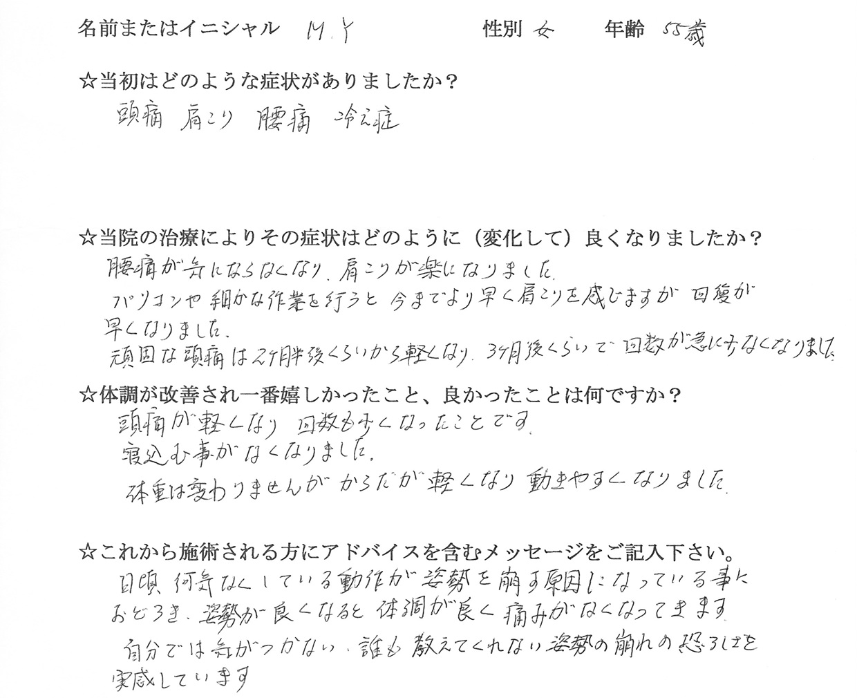 谷澤様 アンケート