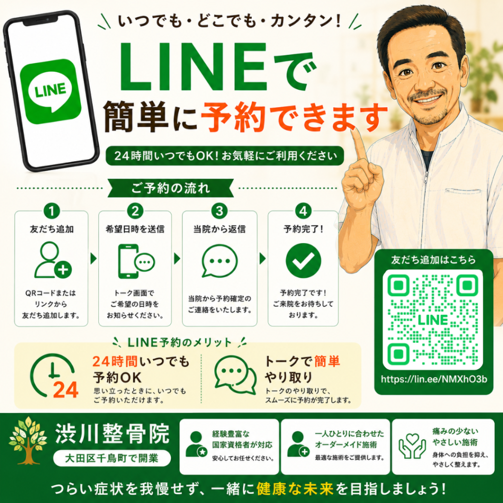 【スマホで簡単】LINEで24時間いつでも予約・相談受付中|渋川整骨院