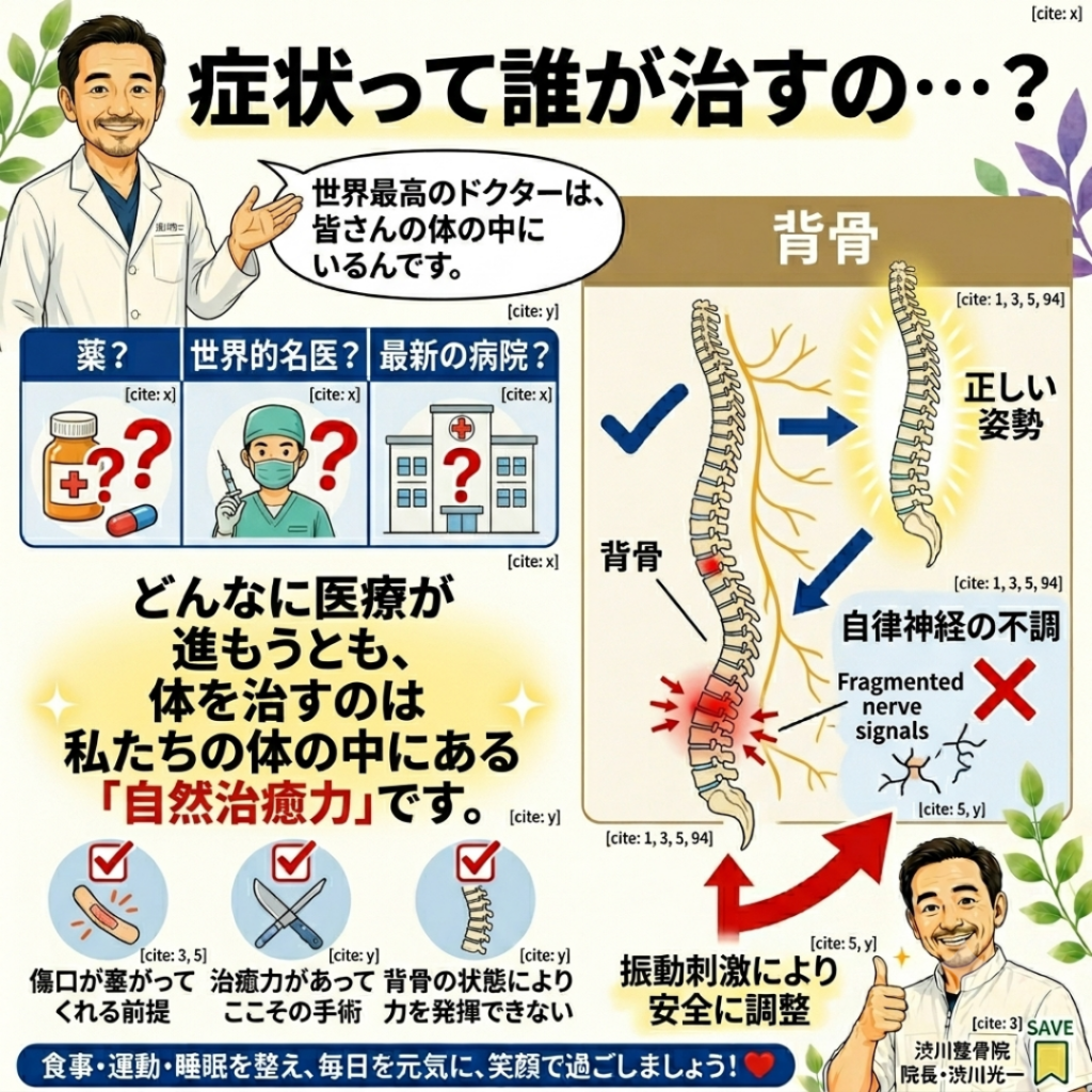 そもそも症状って誰が治すの？世界最高のドクター「自然治癒力」を引き出す背骨の重要性｜渋川整骨院
