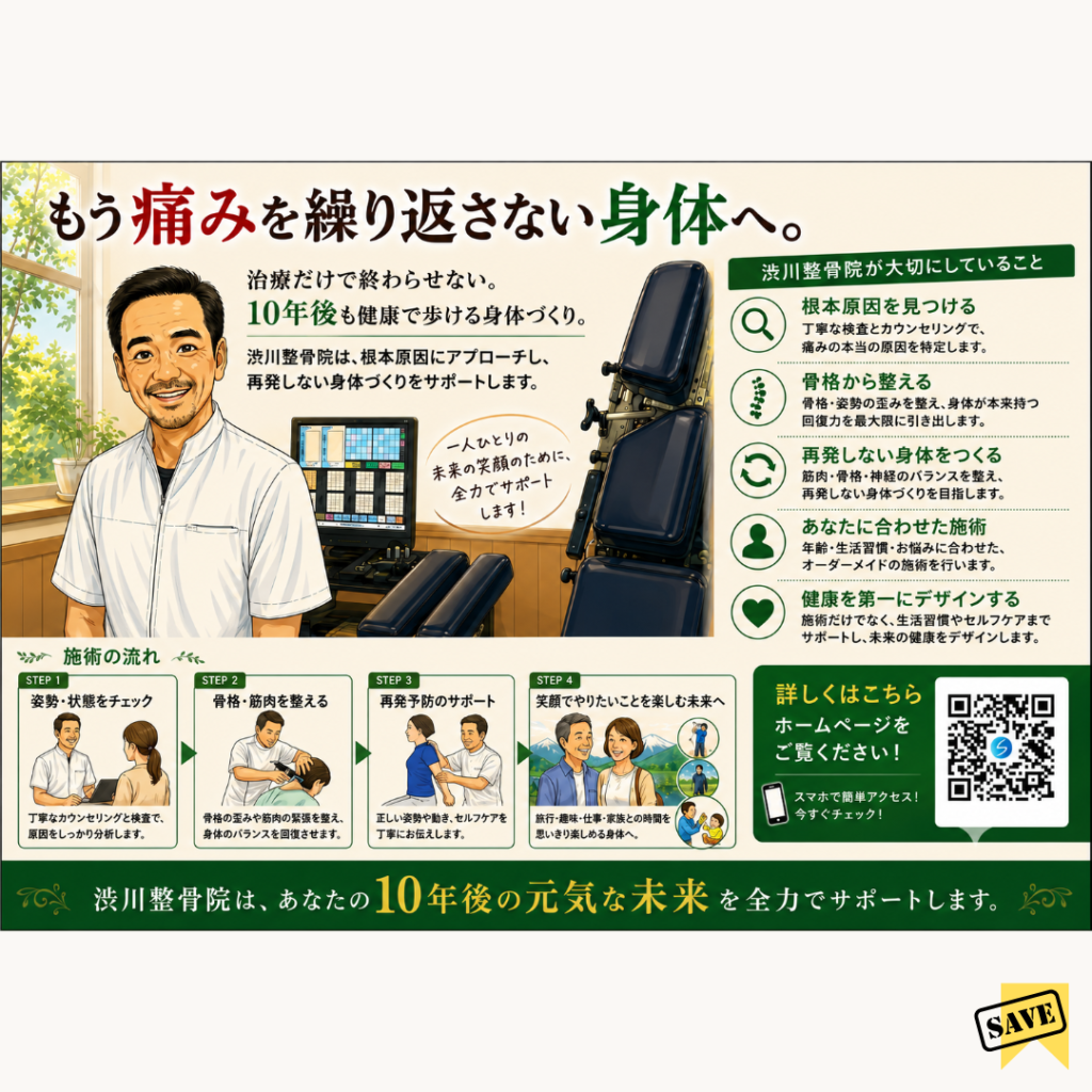 もう痛みを繰り返さない身体へ。10年後も健康で歩ける身体づくり｜渋川整骨院