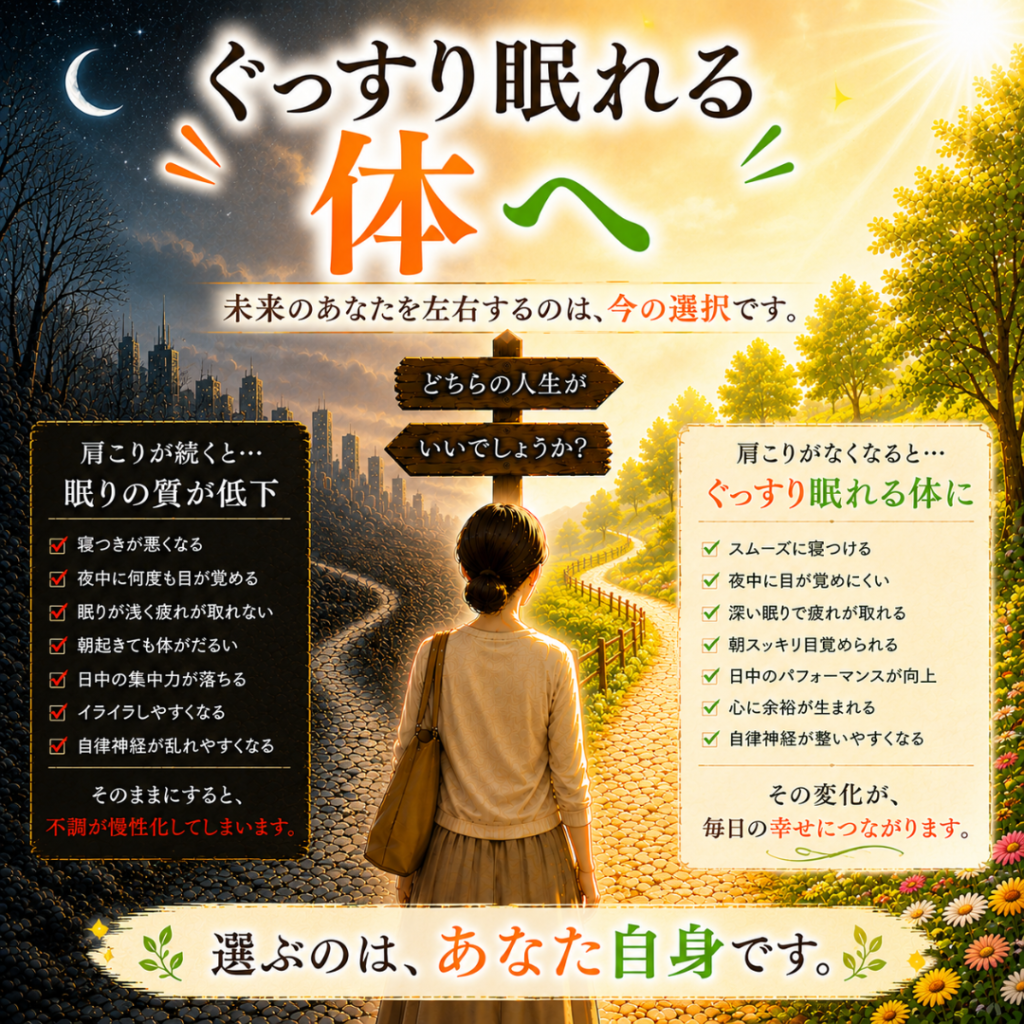 肩こりと睡眠不足の関係|ぐっすり眠れる体へ導く自律神経・骨格ケア|渋川整骨院