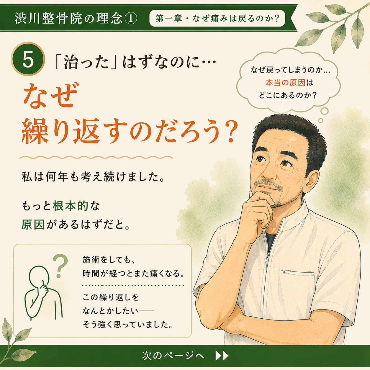 第一章⑤ なぜ痛みを繰り返すのかを何年も考え続けた 渋川整骨院