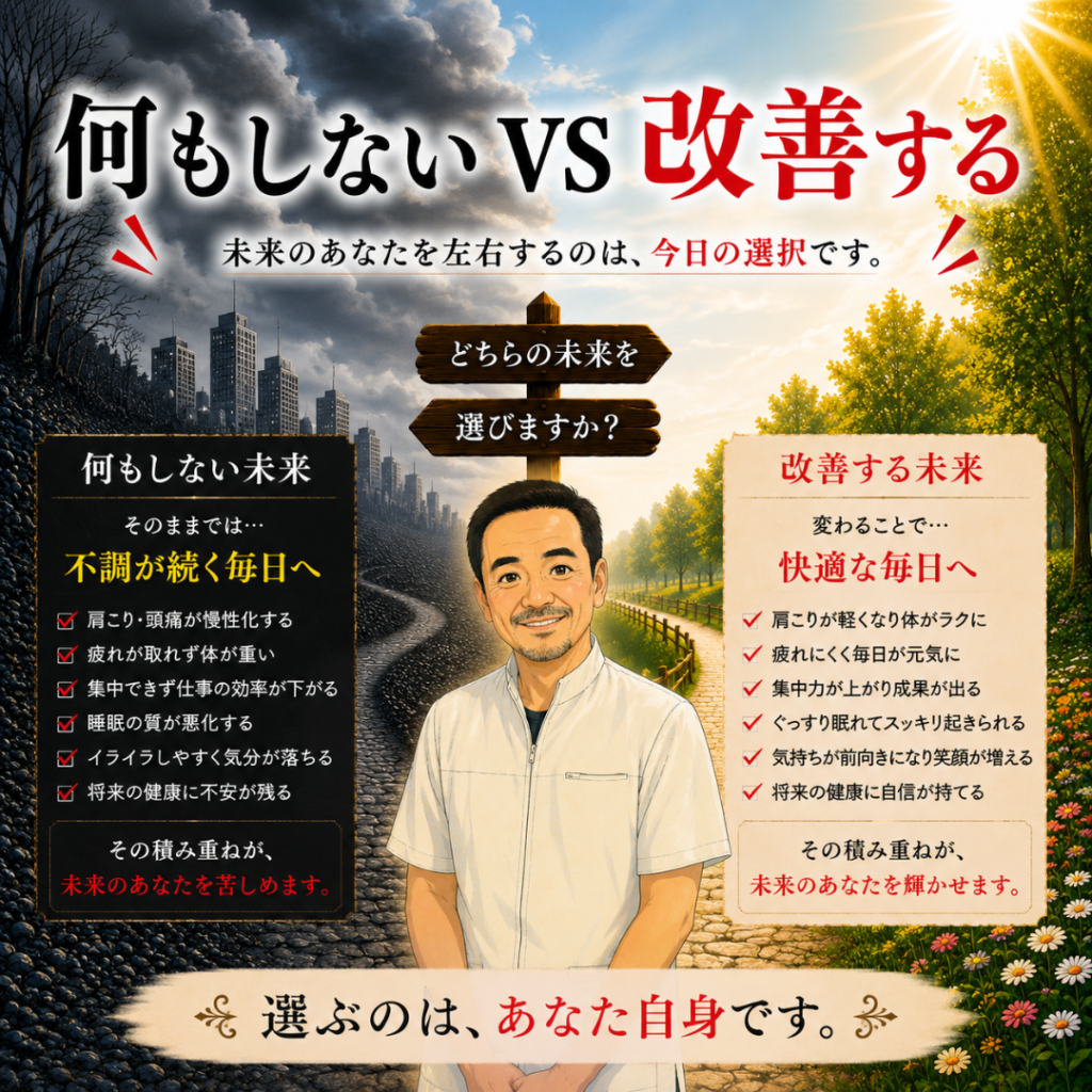 何もしないVS改善する】慢性的な肩こり・疲労を根本から変える骨格整体｜渋川整骨院